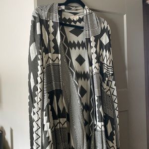 Aztec printed cardigan with fringe bottom